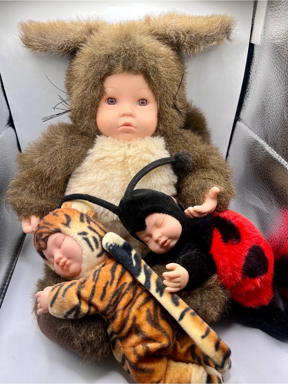 Vintage Anne Geddes Animal Babies Dolls Lot - Creepy, but cute!